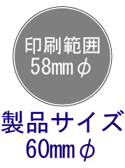 円形マグネットクリップの印刷範囲58mmφ